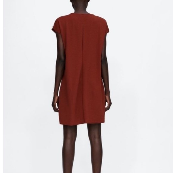 Zara Bloggers Favorite Burnt Brick Red Paisley Print Boxy Tunic Dress - Picture 6 of 12